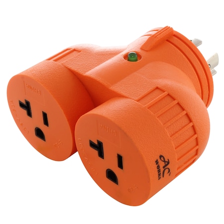 Ac Works Plug Adapter, 5-15/20R, L14-20P, 5-20P, L14-20P, 0 ft., Orange ADVL1420520